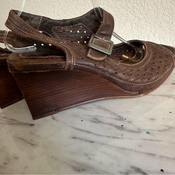 Neosens Brown Leather wedge Size 10 - Picture 6 of 11